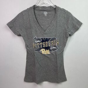 University of Pittsburgh Pitt Short Sleeve V-neck T-shirt — Women's Size Medium